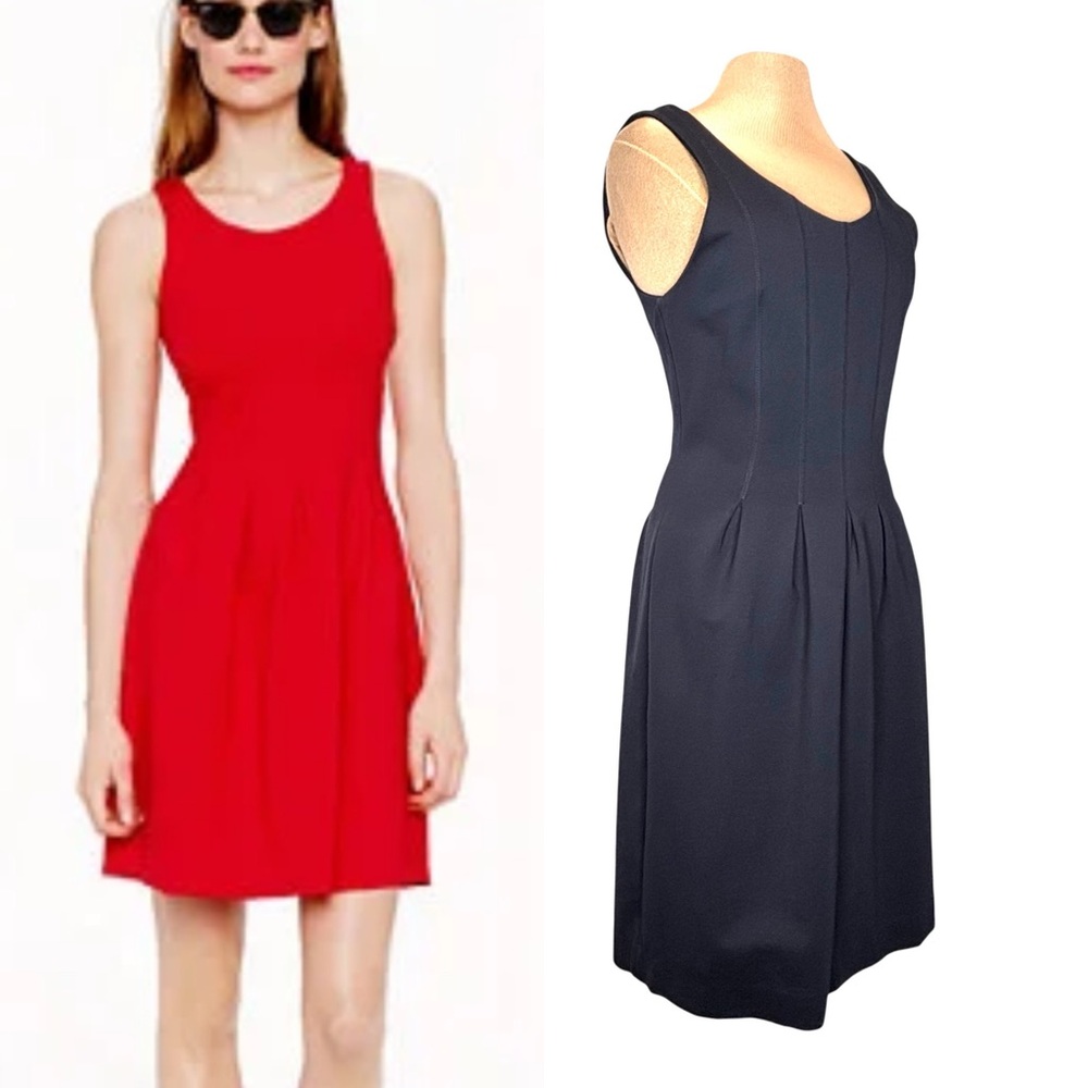J.Crew scoop-neck Navy Dress Sleeveless Mini fit and flare scuba fabric A543